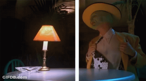Lamp And Man With Mask GIF