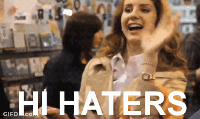 Lana De Ray Waving Hi Haters GIF