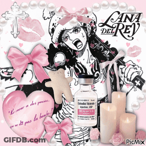 Lana Del Rey With Estradiol Valerate Bottle GIF