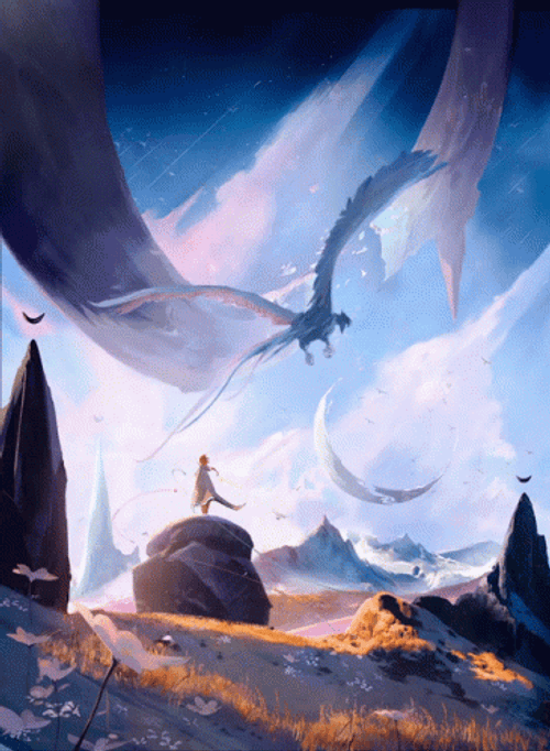 Landscape 3D Cartoon Dragon GIF