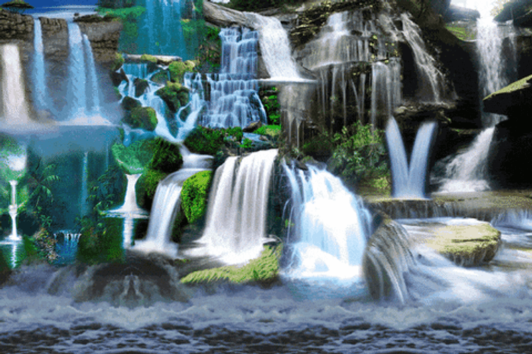 Landscape Cascading Waterfalls GIF