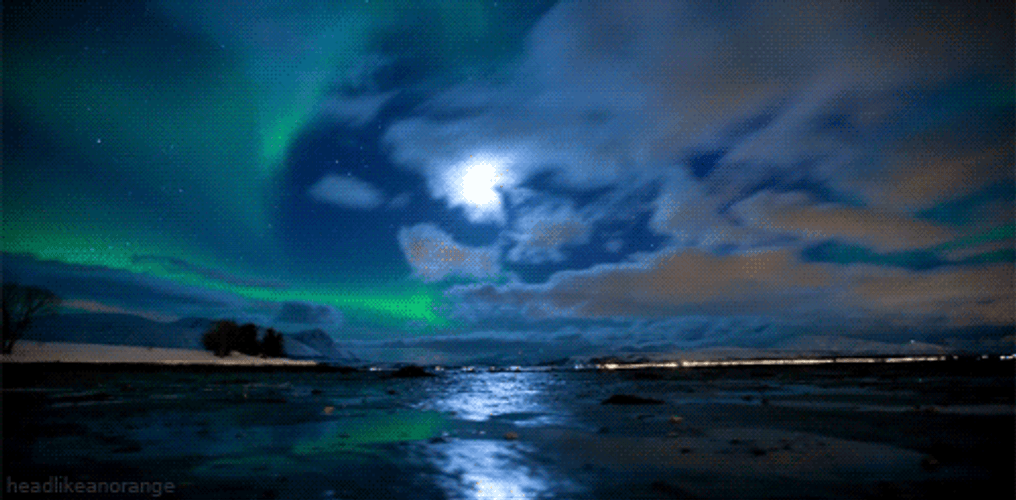 Landscape Northern Lights Aurora GIF