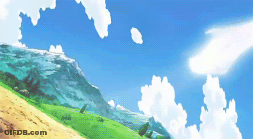 Landscape Painting With Mountains And Clouds GIF