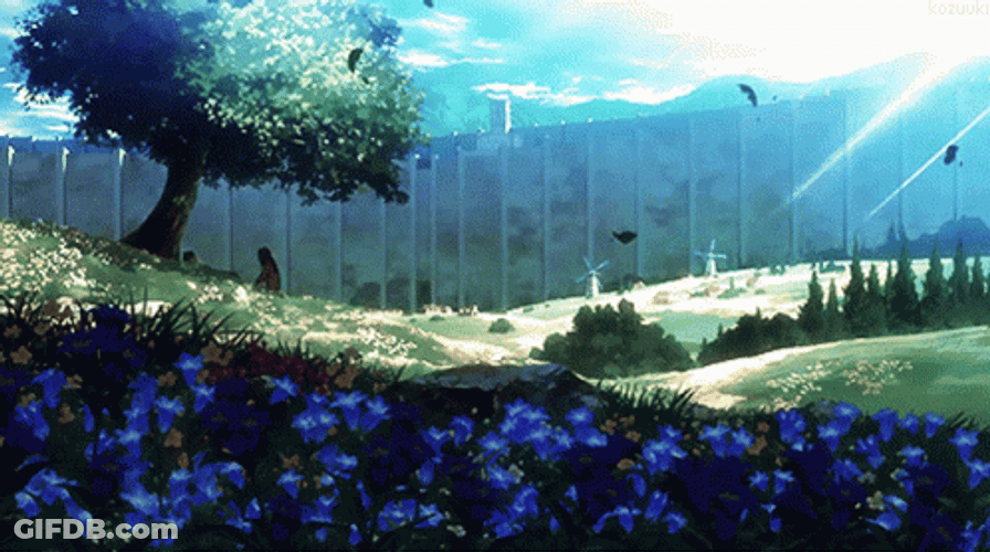 Landscape Purple Flower Garden GIF