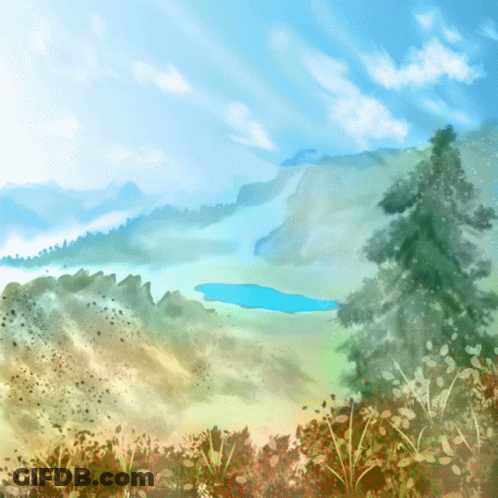 Landscape With Trees And Lake GIF