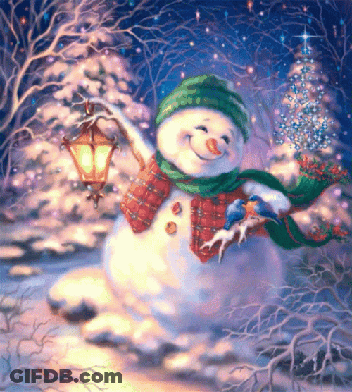 Lantern Snowflakes Snowman GIF