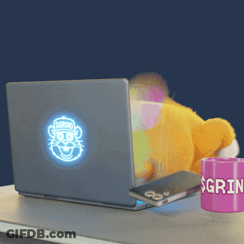 Laptop With Grind Sticker GIF