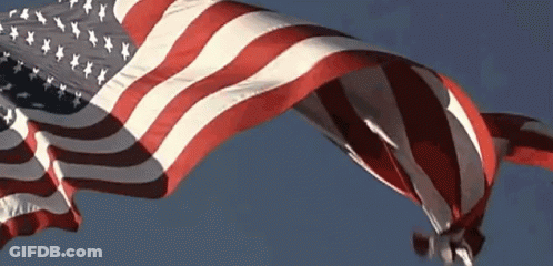 Large American Flag Flying GIF