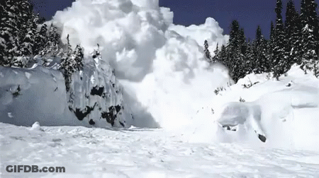 Large Avalanche Descending Snow Slope GIF