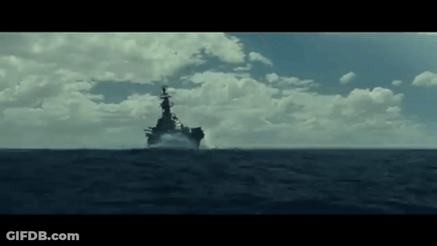 Large Battleship On The Sea GIF