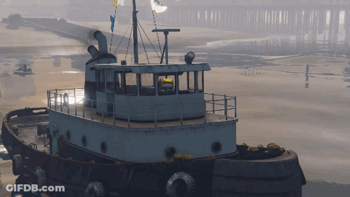 Large Boat With Number 7 On Side GIF