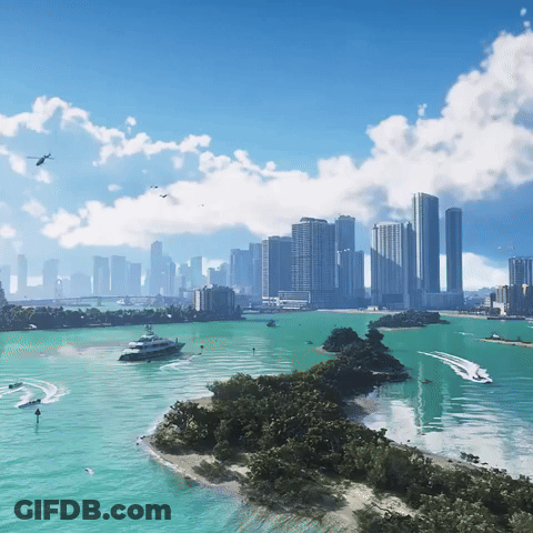 Large Body Of Water Surrounded By City GIF
