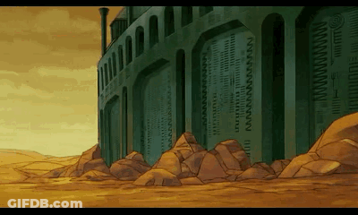 Large Building On Rocky Desert GIF