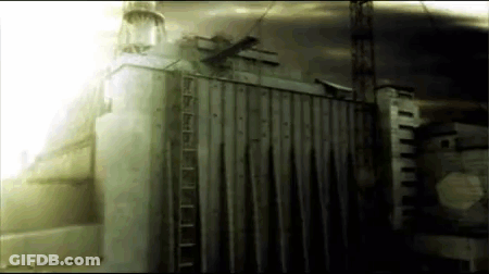 Large Building With Ladder Hanging From Side GIF