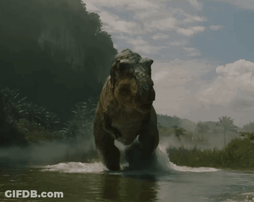 Large Dinosaur Running Through Water GIF