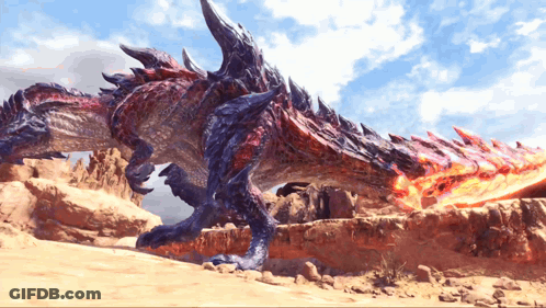 Large Dragon With Sword In Mouth GIF