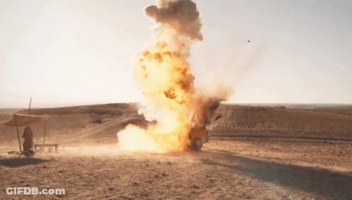 Large Explosion In Desert GIF