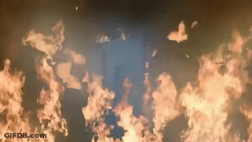 Large Fire Burning In The Sky At Night GIF