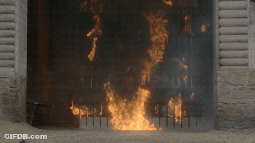 Large Flame Coming Out Of A Doorway GIF