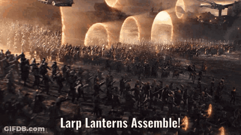 Large Group In Field Larp Lanterns Assemble GIF