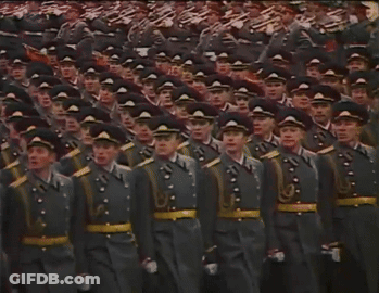 Large Group Of Soldiers Marching GIF
