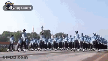 Large Parade Marching Group GIF