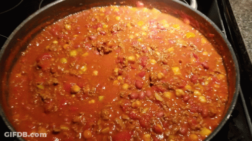 Large Pot Of Chili Cooking On Stove GIF