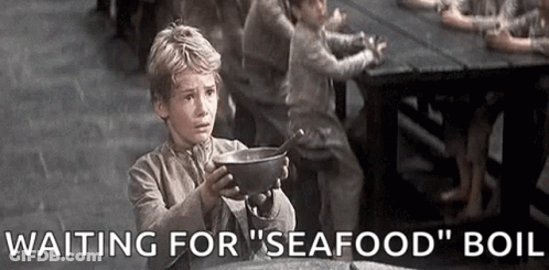 Large Pot Of Crawfish With Spatula Saying Crawfish GIF