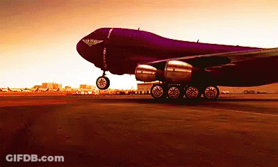 Large Purple Airplane Taking Off GIF