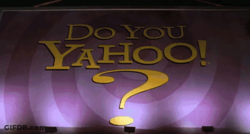 Large Purple Sign Saying Do You Yahoo GIF