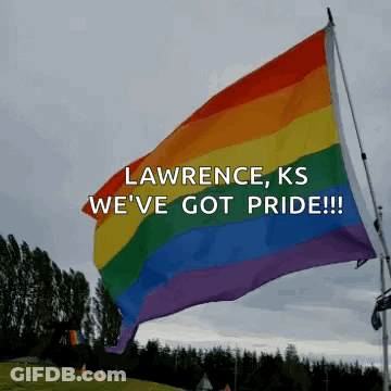 Large Rainbow Flag Lawrence KS We've Got Pride GIF