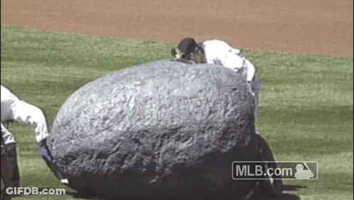 Large Rock On Baseball Field With MLB.com Logo GIF