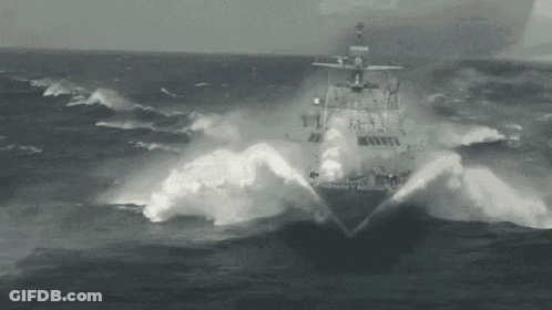 Large Ship In The Middle Of The Ocean GIF