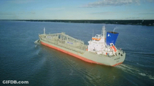 Large Ship Named White Swan GIF