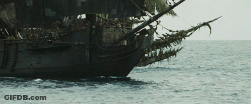 Large Ship With Skull In Ocean GIF