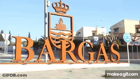 Large Sign Saying Bargus With Coat Of Arms GIF