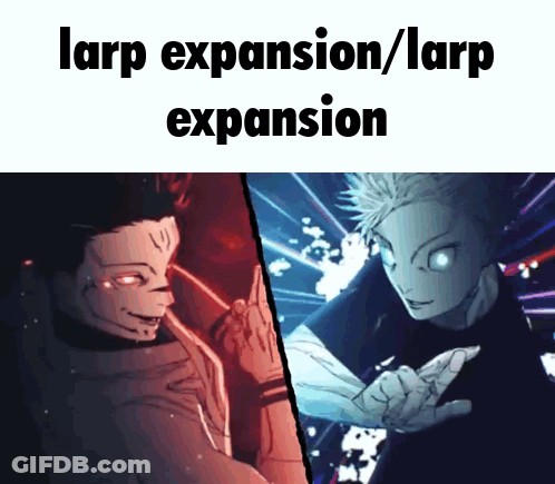 Larp Expansion / Larp Expansion Is Written On The Bottom Of A Picture Of Two Anime Characters GIF