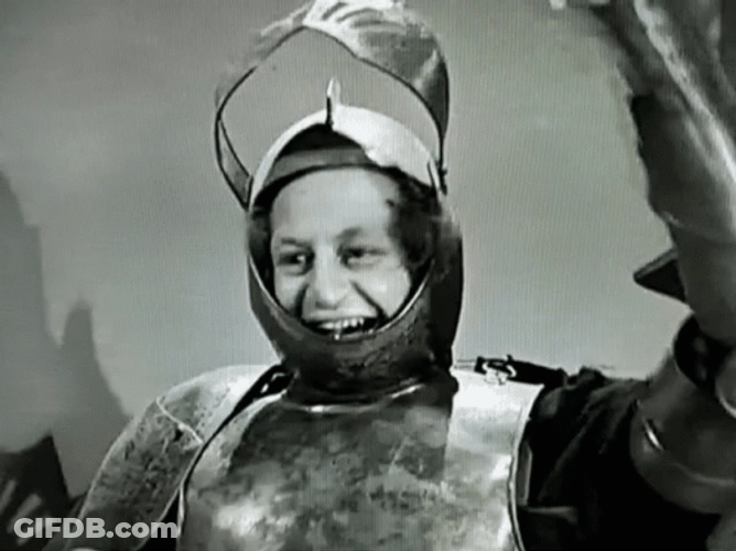 Larry Knight Armor Pie In The Face GIF