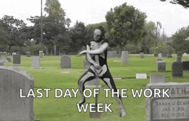 Last Day Of Work Dance Moves Cemetery Skeleton GIF