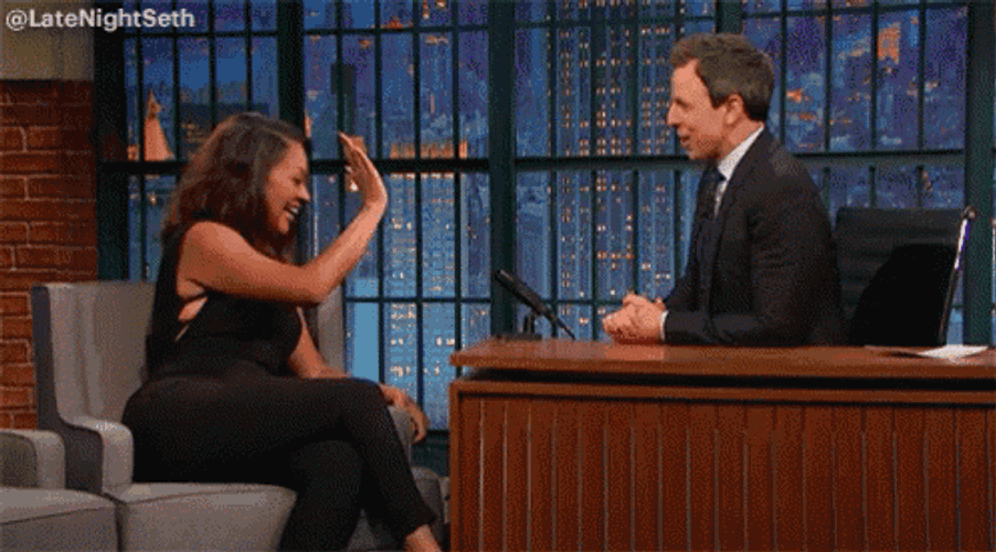 Late Night With Seth Meyers - Highfive Lala GIF