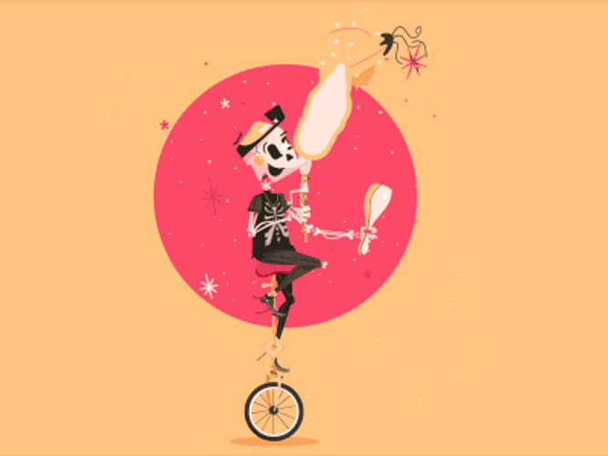 Latham Arnott Clown Juggling In Unicycle GIF