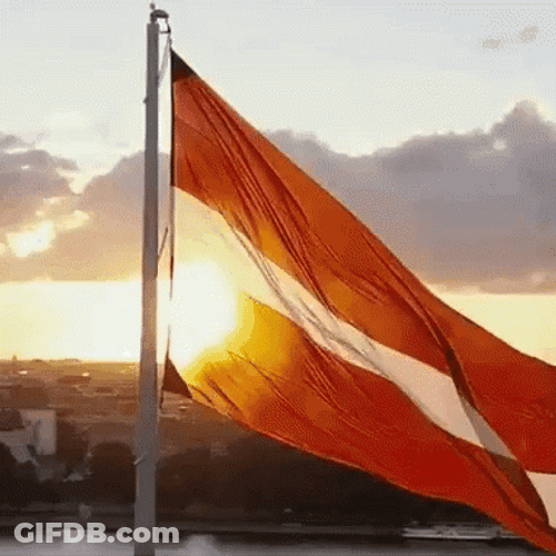 Latvian Flag On Sunrise GIF