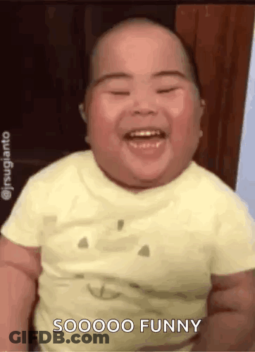 Laughing And Smiling Baby In Yellow T-Shirt GIF