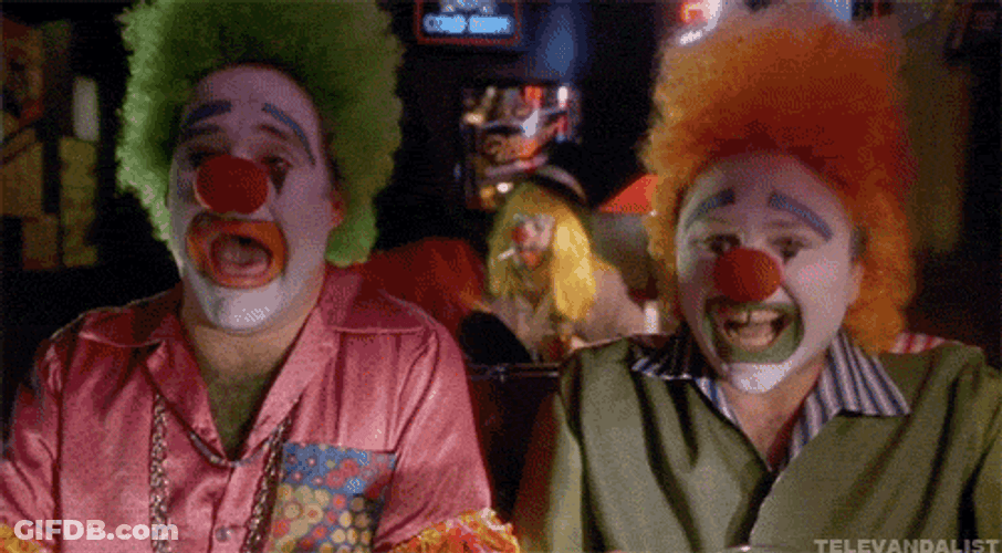 Laughing And Terrified Clown Show GIF