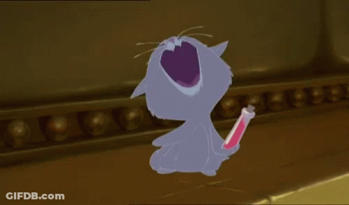 Laughing Cartoon Cat Holding Bottle GIF