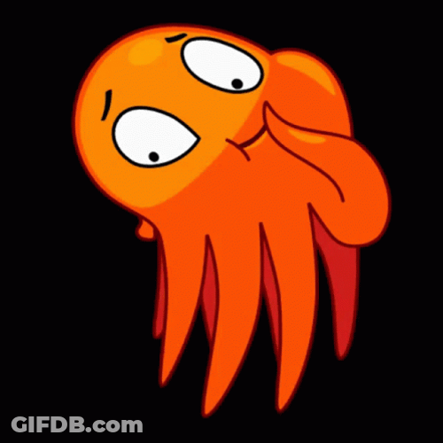 Laughing Cartoon Orange Octopus GIF