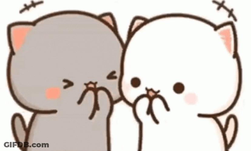 Laughing Cartoon Peach And Goma Cat GIF