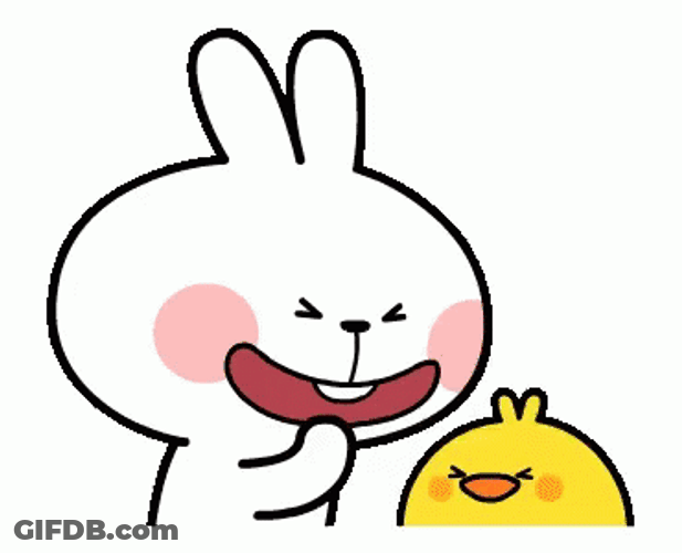 Laughing Cartoon Rabbit And Yellow Bird GIF