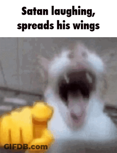 Laughing Cat With Yellow Winged Hand GIF