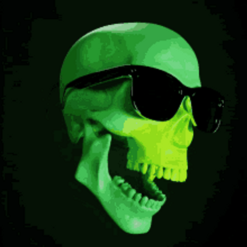 Laughing Green Skeleton Skull GIF